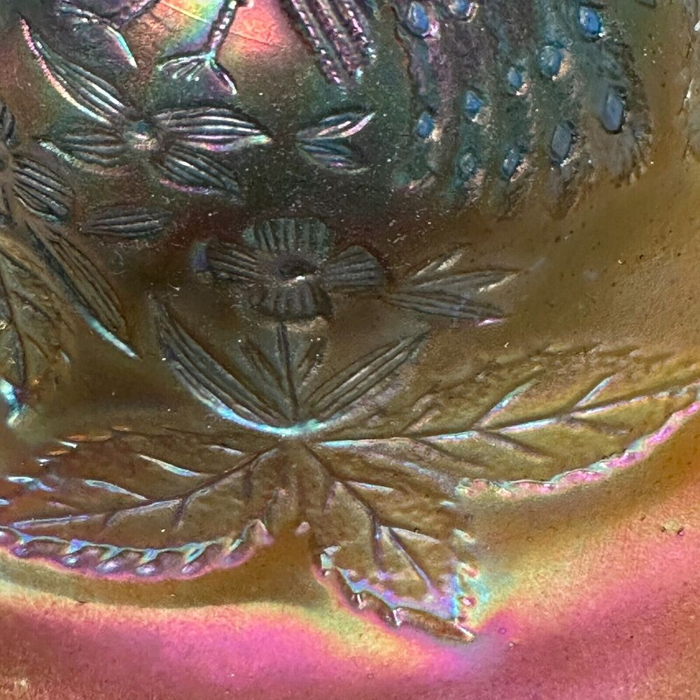 Vintage Fenton Carnival Glass Peacock & Urn Compote Colorful Goblet 5" Cup Rare - Picture 4 of 12